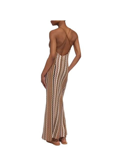 Abito Mc2 Saint Barth Eydis donna EYDIS01060H Fantasia marrone oro raschel scollatura a v MC2 SAINT BARTH | Abiti | EYDIS01060H18